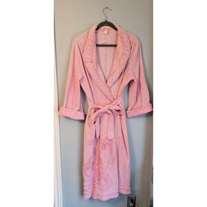 Vintage 1940s Pink Chenille Robe with Metallic Gold Threading *read description*